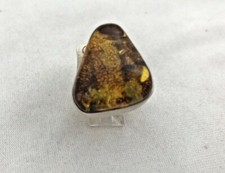 Sterling Silver .925 Natural Baltic 24mm x 28mm Amber Ring Sz 9
