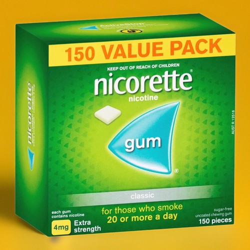 Nicorette 4mg Nicotine Gum - Classic 150 Value Pack Quit Smoking NEW FREE POST