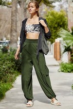 NEW FREE PEOPLE Sz S ROUNDHOUSE KICK PANT CARGO WARM UP UTILITY JOGGER PANTS