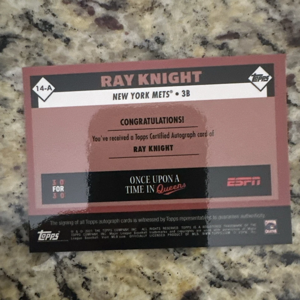2021 Topps Now Ray Knight Érase una vez en Queens Auto #14-A New York Mets Foto 3 de 3