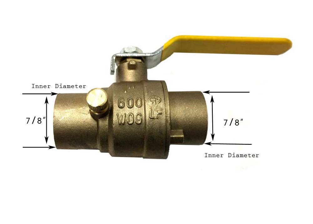 Libra Supply 3/4 inch, 3/4'' All Sweat Brass Ball Valve With Drain CxC, 5 pcs
