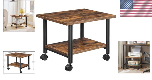 Compact Industrial Printer Stand with Lockable Wheels - Stylish Office Organizer - Picture 2 of 9