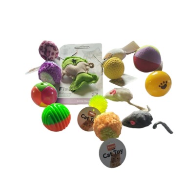 Katzen Spielzeug Paket,Karlie,13 Teilig,gemischt,Ball,Spielzeug,Maus,Fisch, Neu 