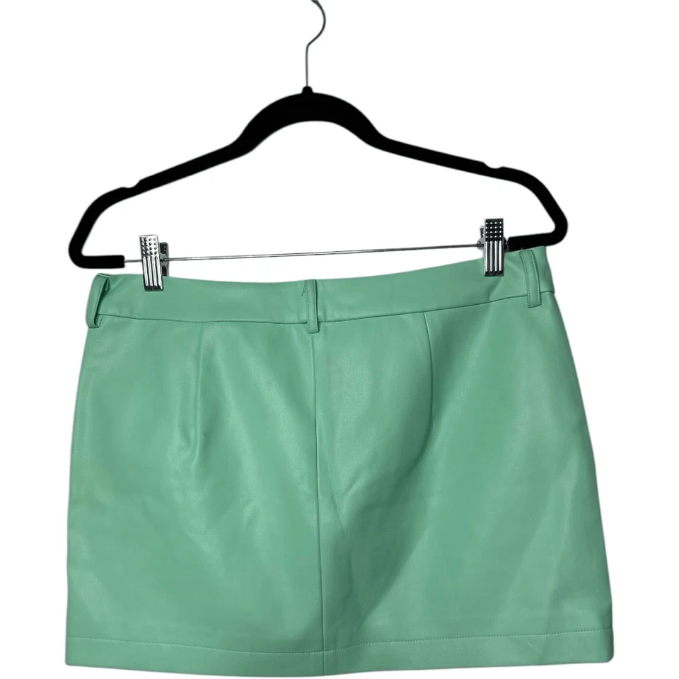 Minifalda Amanda Uprichard Revolve Brooklyn Turquesa Como Nueva Cuero Vegano Talla M Foto 4 de 4