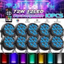 10X Rechargeable Par Lights 72W RGB Battery Wireless 12LED DJ Uplights w/Remote