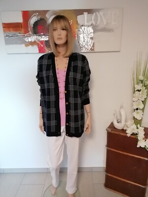 CATHY DANIELS - sehr schöne leichte Cardigan-Jacke Gr.M (42/44) d´blau kariert