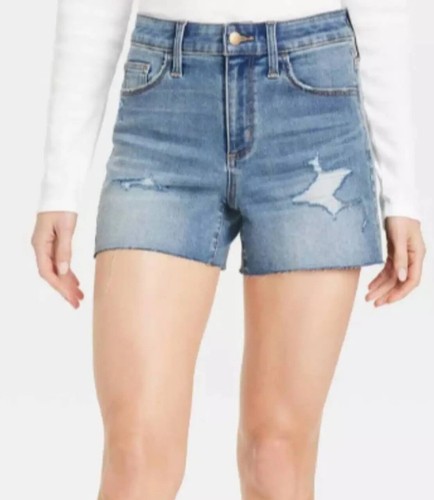 NEW Distressed Women's High-Rise Midi Jean Shorts - Universal Thread™ - Sz. 6/28 - Picture 3 of 6