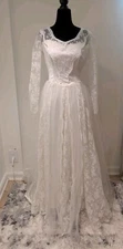 Vintage 1950s Sylvia Ann Bridal Original Ivory Lace Slipper Satin Wedding Dress