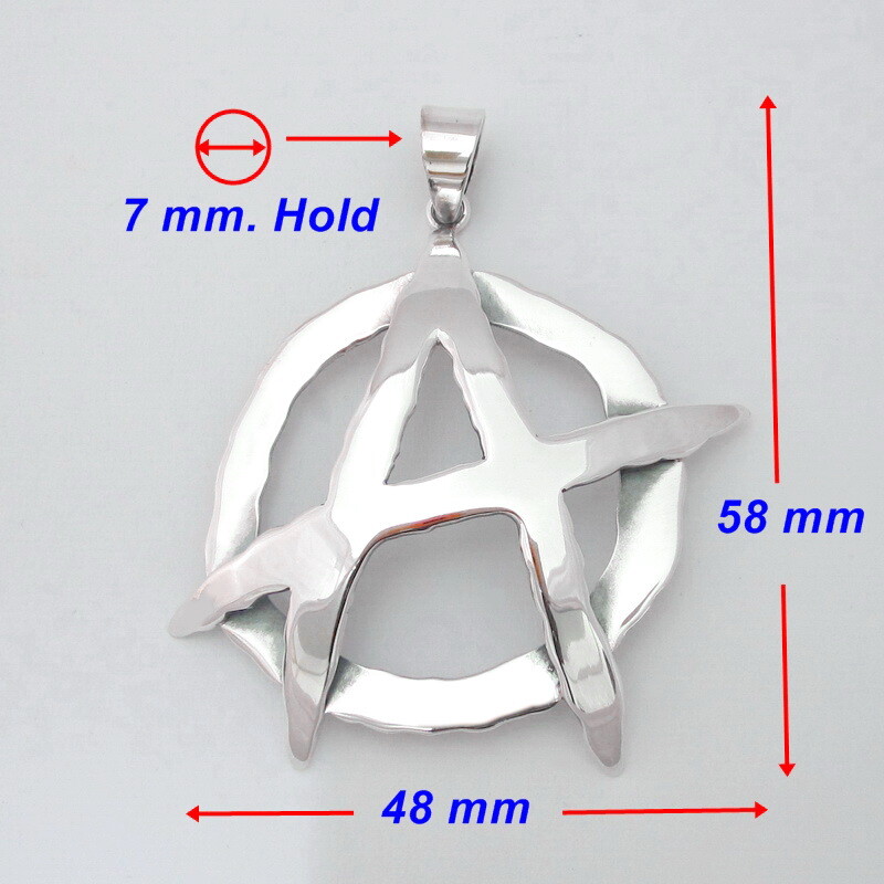 Big 925 Sterling Silver Anarchy Pendant Skeleton Punk