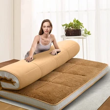 Japanese Floor Mattress Futon Mat, Sherpa Winter Fleece Mattress For Christmas