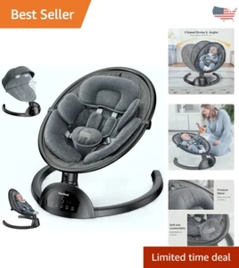 Portable Baby Swing - 3 Seat Positions, 5 Point Harness, 5 Speeds - Versatile