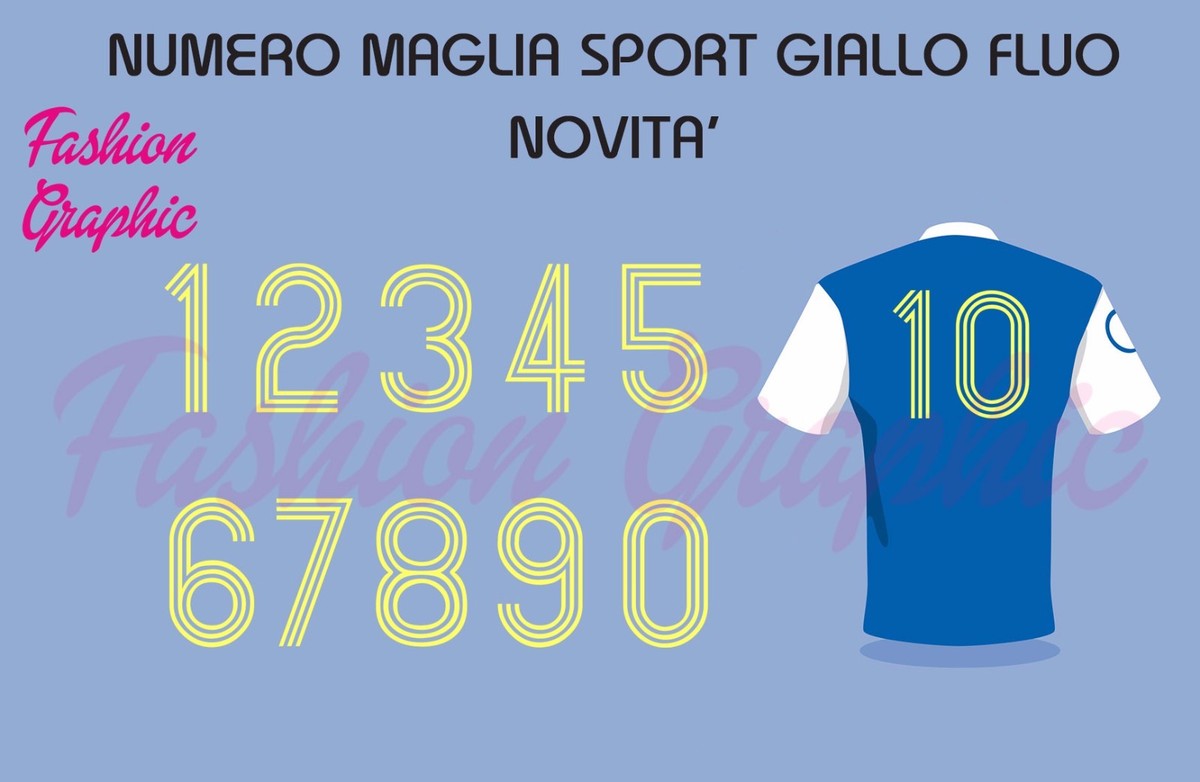 NUMERI MAGLIA CALCIO RUGBY SPORT GIALLO FLUO NOVITA