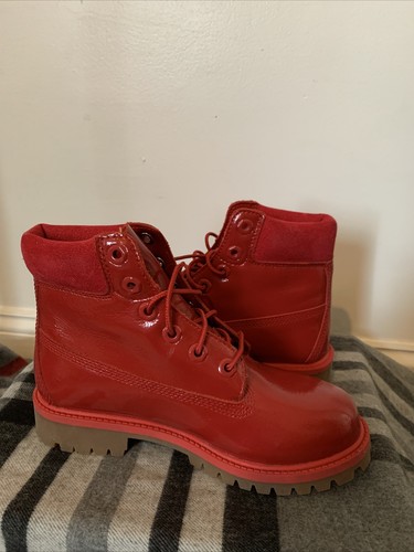 Red Patent Leather A151B Lace Up Boots 