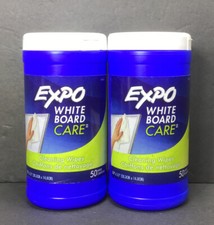 2 x EXPO White Board CLEANING WIPES 50 Pack Erase and Clean Complete Care System