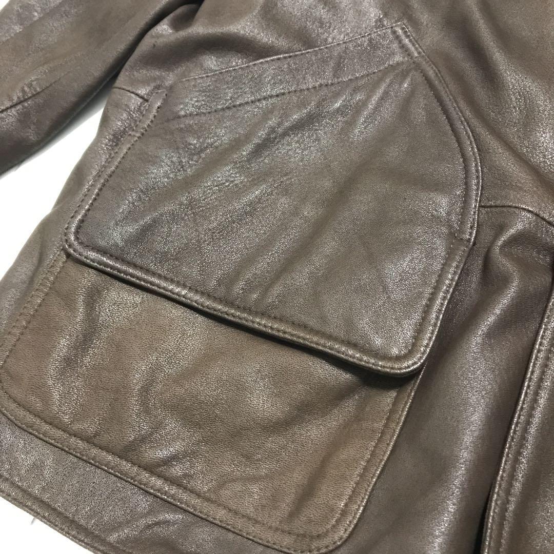 90'S Vintage Old Clothes Argyle Club Leather Hunting Jacket Men's