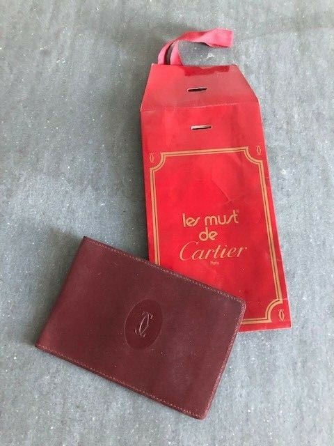 Cartier originale porta assegni pelle bordeaux/check holder | eBay