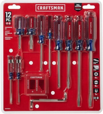 CRAFTSMAN 12 pc Screwdriver Set, phillips slotted magnetizer new CMHT65044