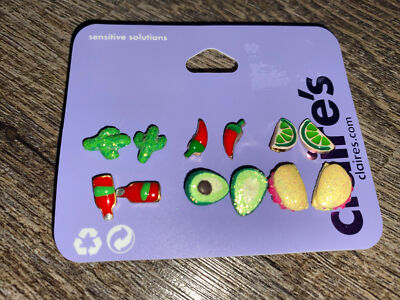 Claire’s cactus pepper avocado lime taco hot sauce earrings