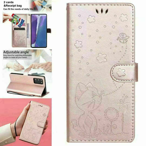 Leather Cat Bee Card Wallet Flip Phone Case For Samsung A51 A71 A50 A31 A11 A20E - Picture 33 of 37