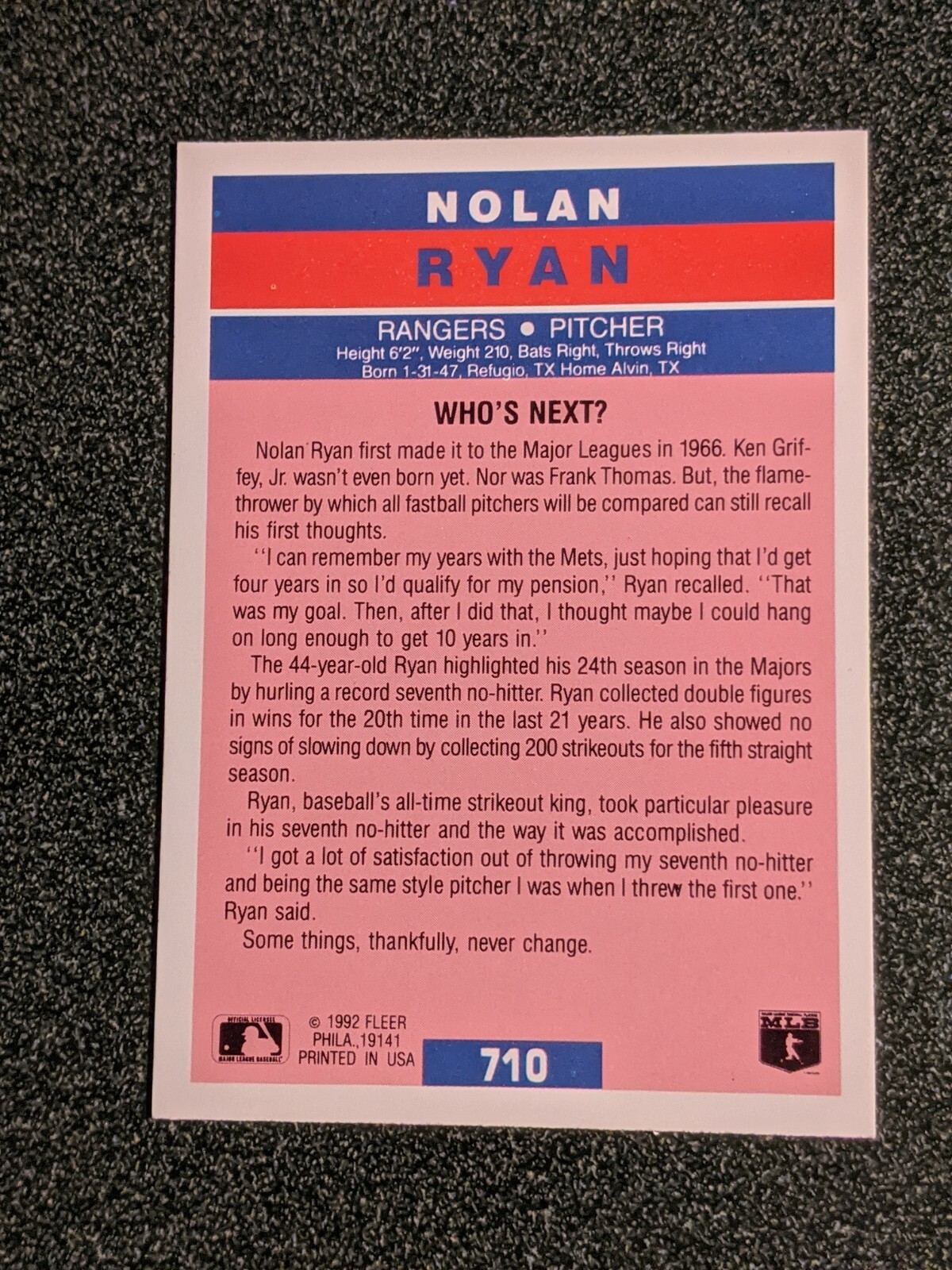 Nolan Ryan Single Baseball Cards 1971 - 1994 Donruss Topps Leaf Upper Deck - Picture 53 of 75