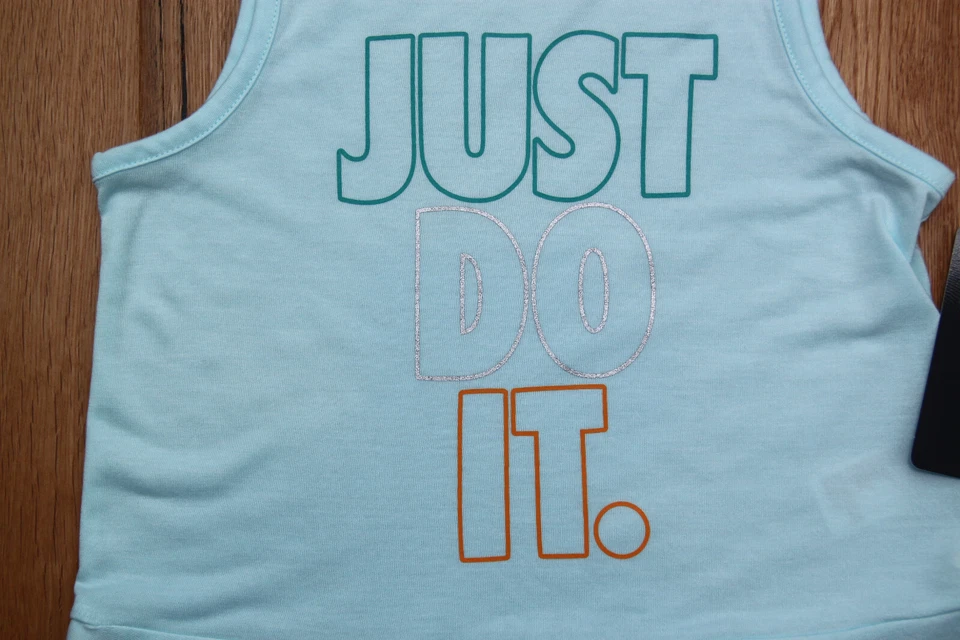 Nike Girl Peplum-Hem T-Shirt ~ Light Teal, Silver & Orange ~ - Image 2 of 3