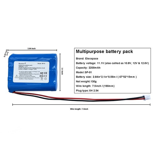 11.1V 2200mAh Li-ion Backup Battery Pack For Bluetooth Speaker Solar LED Lamp - Picture 3 of 6