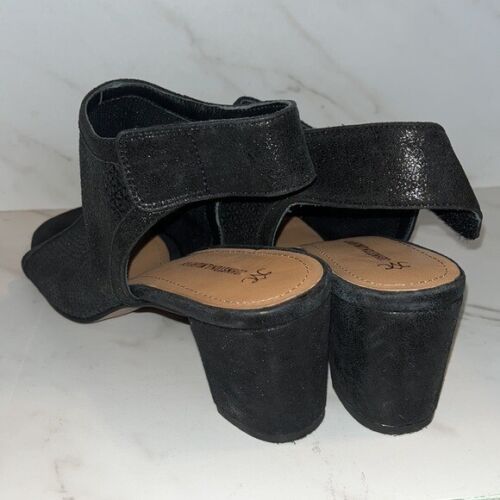 NEW Johnston and Murphy Evelyn open toe bootie black sheen sz 9. (D2) - Picture 3 of 5