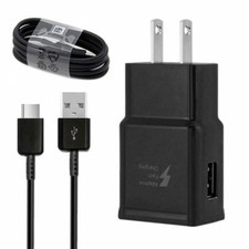 Type-C Charging Cable Cord Fast Wall Charger Plug Black For Samsung Galaxy New
