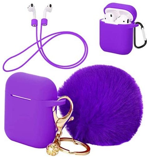 Fellbommel Apple AirPod Case 1/2 Silikon Stoßfest Full Cover + Schlüsselanhänger - Bild 8 von 15