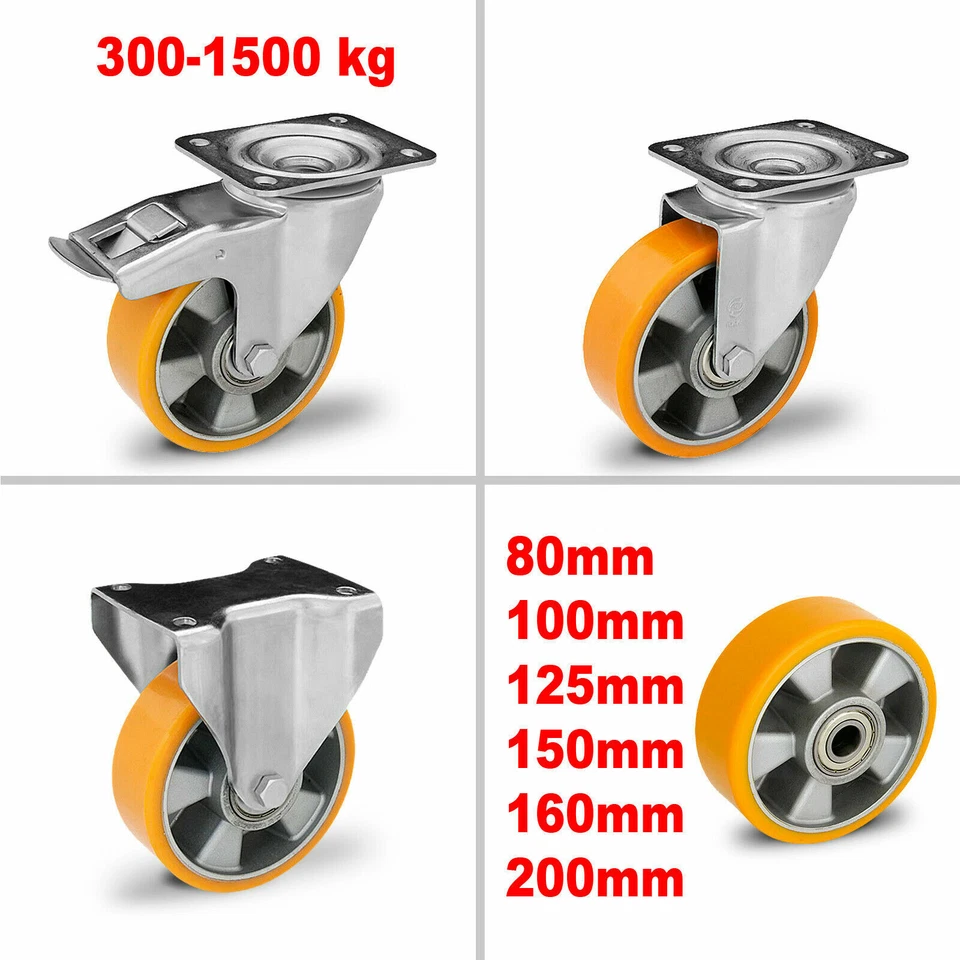 Schwerlastrollen Transportrolle Lenkrolle 100 125 160 200mm 200kg 500kg 1000kg - Bild 3 von 4