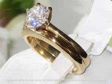 2Ct Round Lab-Created Diamond Wedding Bridal Ring Set 14k Yellow Gold Plated