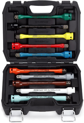 ABN® 1/2 Inch Drive 8 Inch Lange Kleurgecodeerde Torque Beperking Socket Extension Bar 10 st Tool Kit 65-150ft/lb Set