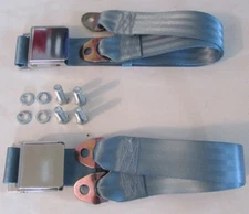 Light Blue Seatbelt Non Retractable Blue Lap Seat Belts (2) + Mounting Kit: 60"