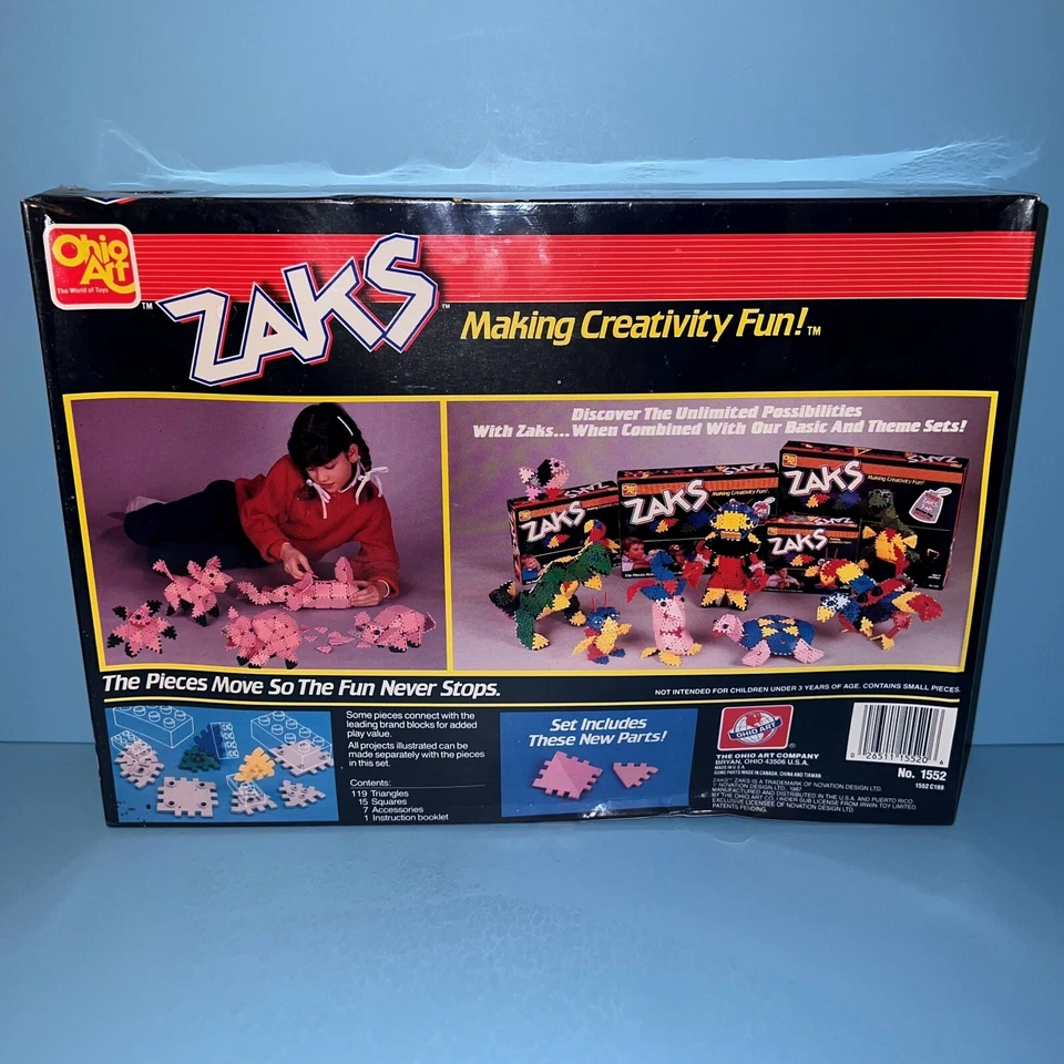 Juego de juguetes de construcción vintage Ohio Art ZAKS Positive Pink Bunny nuevo caja sellada 1552 Foto 3 de 4