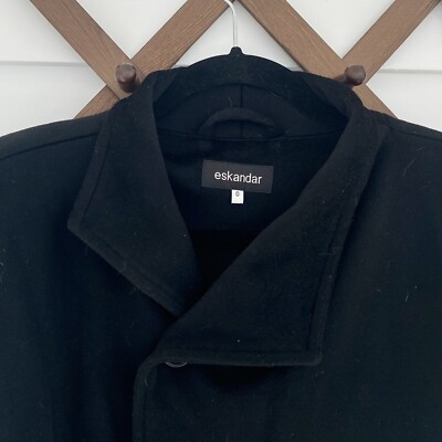ジャケット・アウター 90s eskandar Wool Cashmere OversizedCoat Eskandar Black Wool & Cashmere Coat Size 0 Asymmetrical Oversized