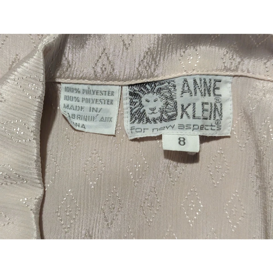 Blusa vintage ANNE KLEIN manga larga poliéster mujer beige talla 8 Foto 4 de 4