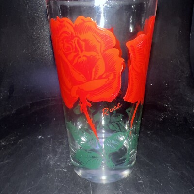 1950's Boscul Peanut Butter 5'' Glass - Red Rose
