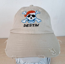 DESTIN PIRATE/SKULL  CROSSBONES YOUTH ADJUSTABLE STRAPBACK BASEBALL HAT/CAP