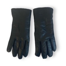 Vintage Black Leather Gloves Warm Lined Winter Dress Size Medium Unisex 0184