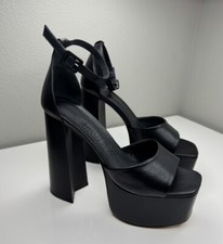 Schutz Elsie Black Leather Platform Sandal Size 7B