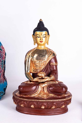 Divine 9-Inch Ancient Amitabha Buddha Statue with Gold-Plated Face-Metal Body- - Picture 2 of 7