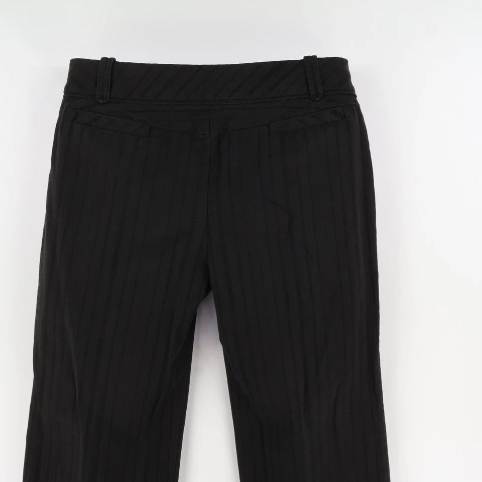 Pantalones de vestir Nine & Company para mujer talla 14 negros a rayas 100 % algodón bolsillos Foto 3 de 4