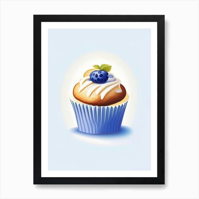 Blueberry Muffin Dessert Retro Mini Framed Wall Art Poster Canvas Print Picture