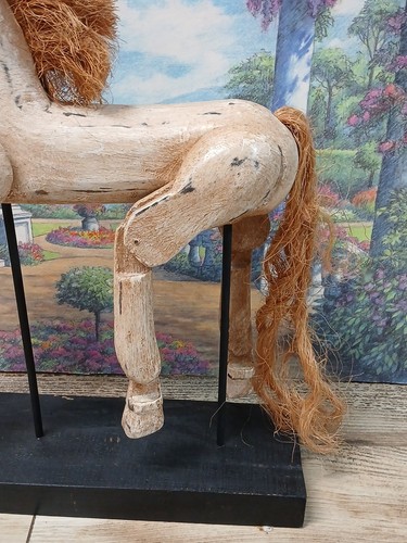 Statuina manichino cavallo artista arte popolare in legno articolato vintage - Foto 9 di 11