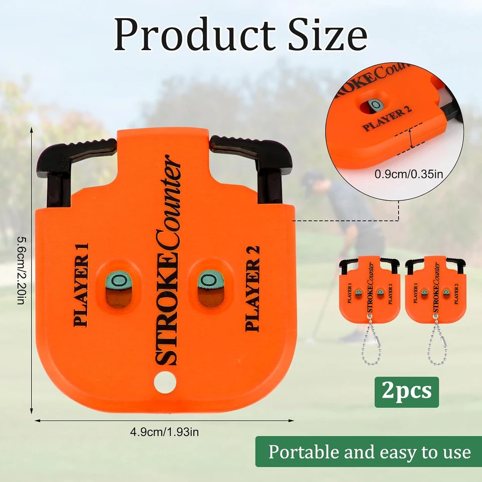 Contador de golpes de golf de 2 piezas, mini marcador para 2 jugadores con llavero Foto 2 de 4