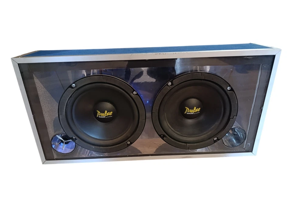 Audiotop Pulse Coppia Subwoofer 10" con Box Plexiglass Retroilluminato Blu Usato - Immagine 3 di 4