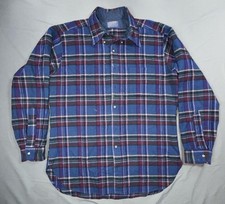 Vintage Pendleton Shirt Mens L Blue Plaid Woo...