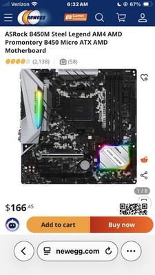 ASUS B450 Steel Legend Gaming Motherboard   Tested & Working. Fully Working