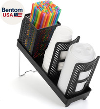 Dispensador de tazas de café con soporte para pajitas, taza de café de plástico y soporte para tapa, 5-20