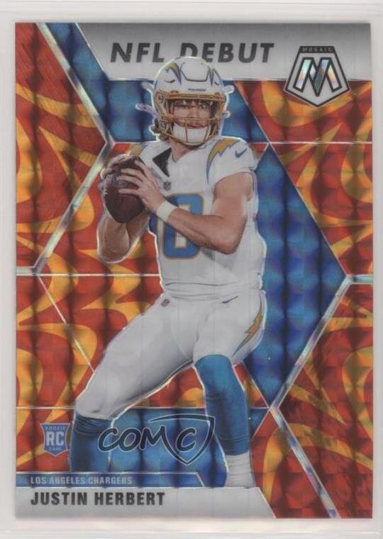 2020 Panini Mosaic NFL Debut Reactive Orange Prizm Justin Herbert Rookie RC 3x7